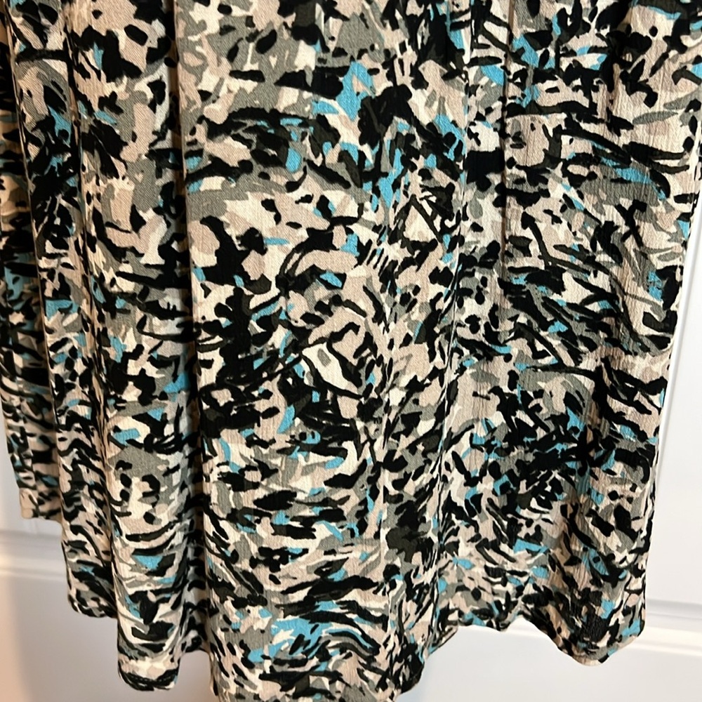 NWT Loft Dress Large Petite LP black blue abstract career business casual soft - Picture 9 of 16